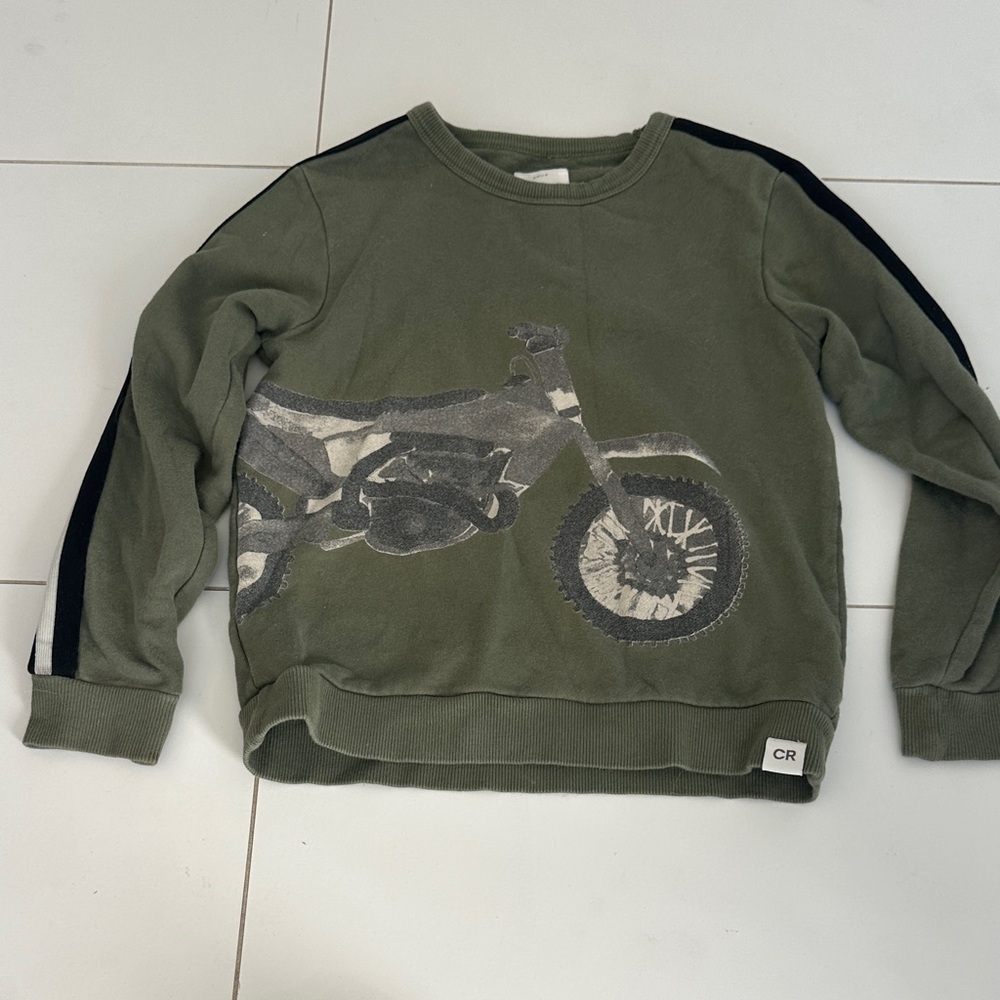 Child country road boys Green Motorcycle Sweater 7